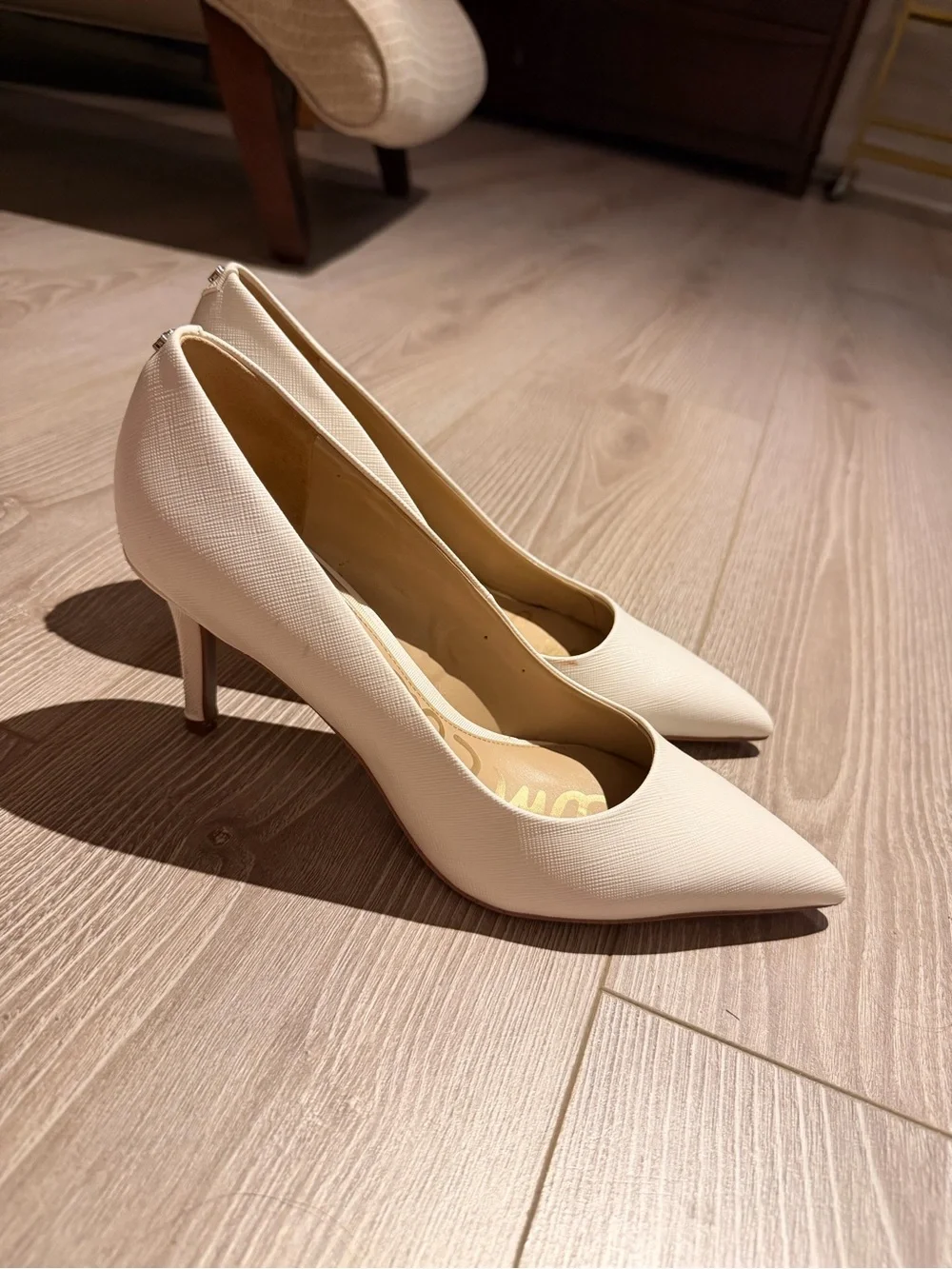 Sam Edelman Women’s Pointed Toe Pumps in Cream
